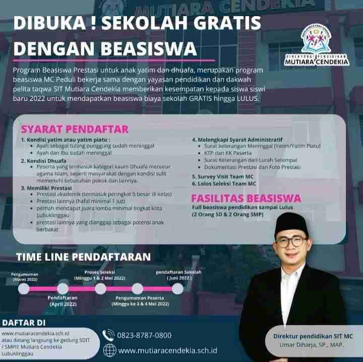SIT Mutiara Cendekia Buka Pendaftaran Jalur Beasiswa
