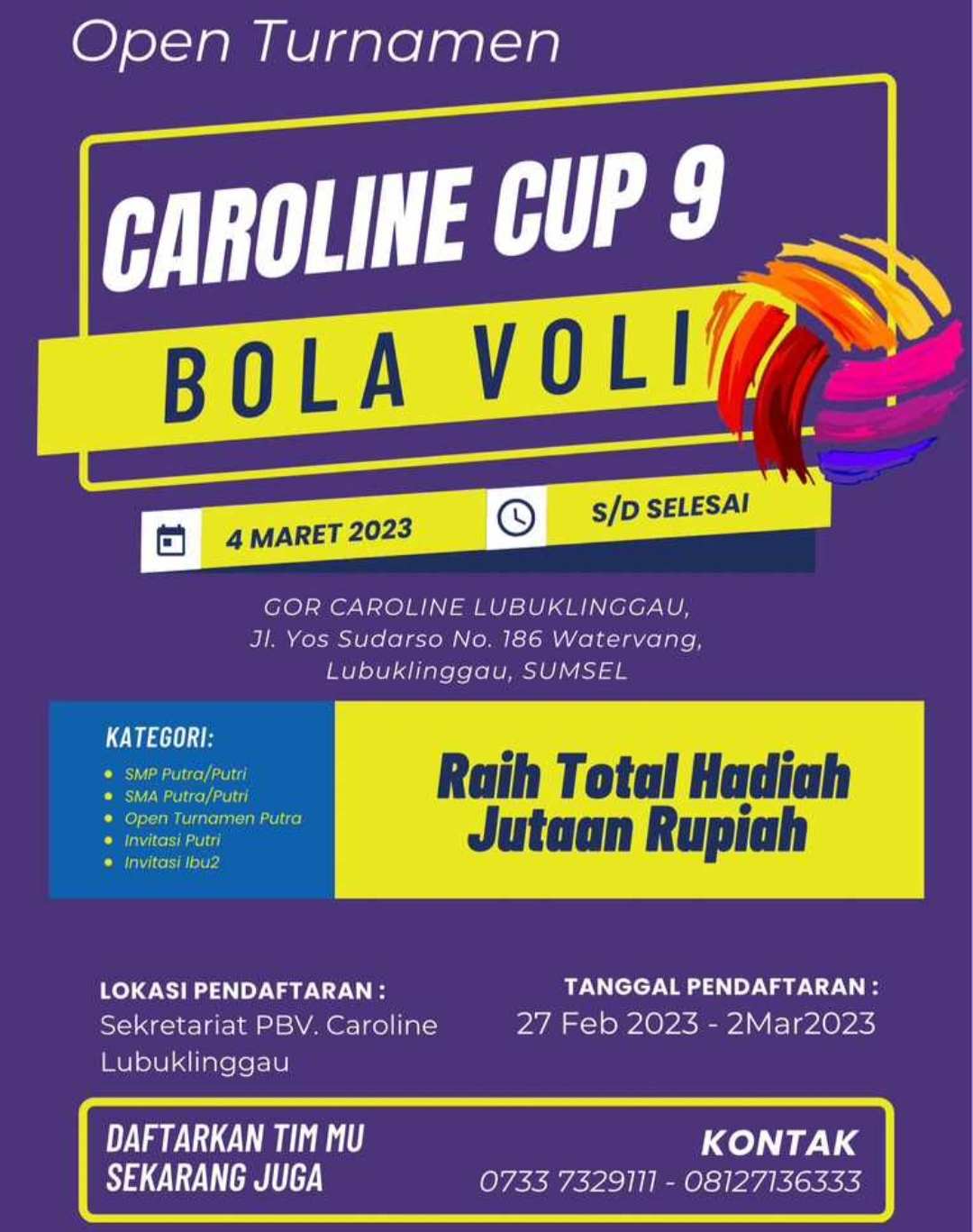 PBV Caroline Kembali Gelar Open Turnamen Bola Voli. Berikut Kategori Pesertanya